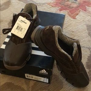 New adidas brown suede/leather combo.  In box